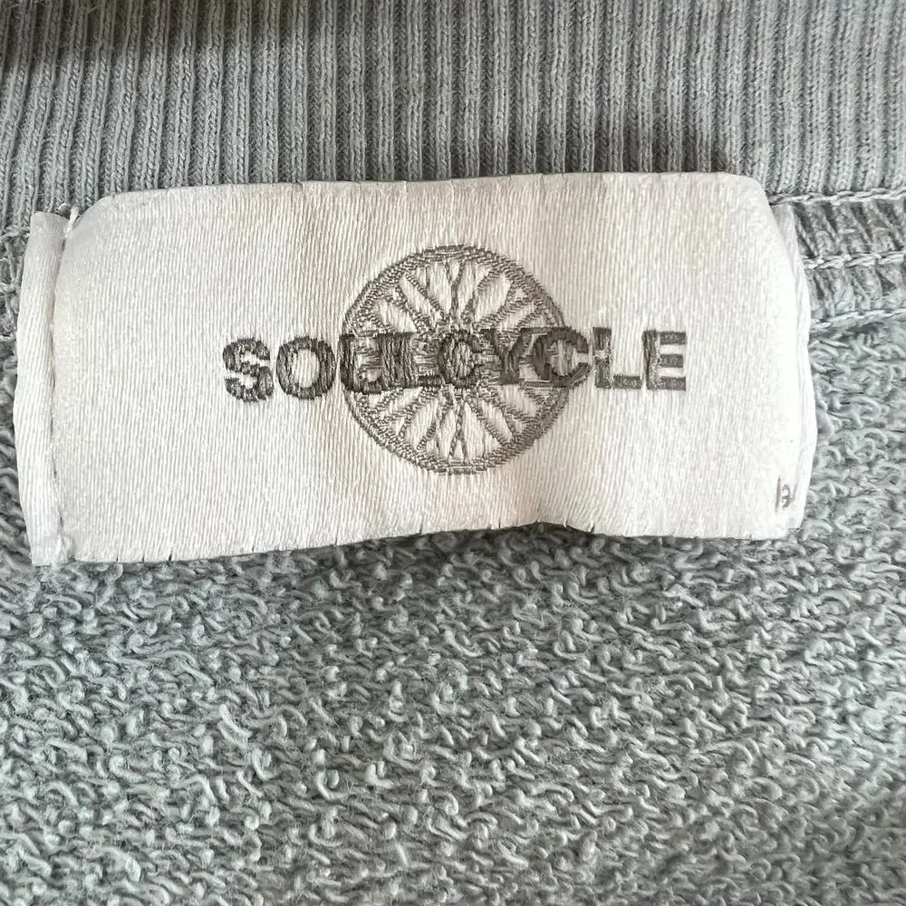 SOULCYCLE Gray Bleach Speckled Long Sleeve Crewneck Cotton Sweatshirt L Large